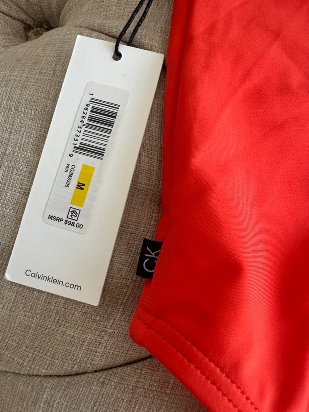 Calvin Klein Vibrant Orange-Red One-Piece Swimsuit - Picture 6 of 8